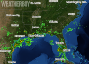 Latest weather RADAR shows bands of heavy rain spiraling around Elsa's center off the southwest coast of Florida. Image: weatherboy.com