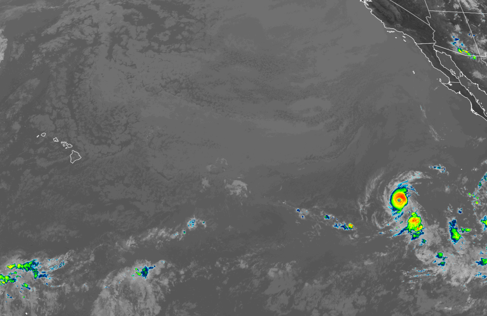 Hurricane Felicia spins well east of Hawaii today. Image: NOAA