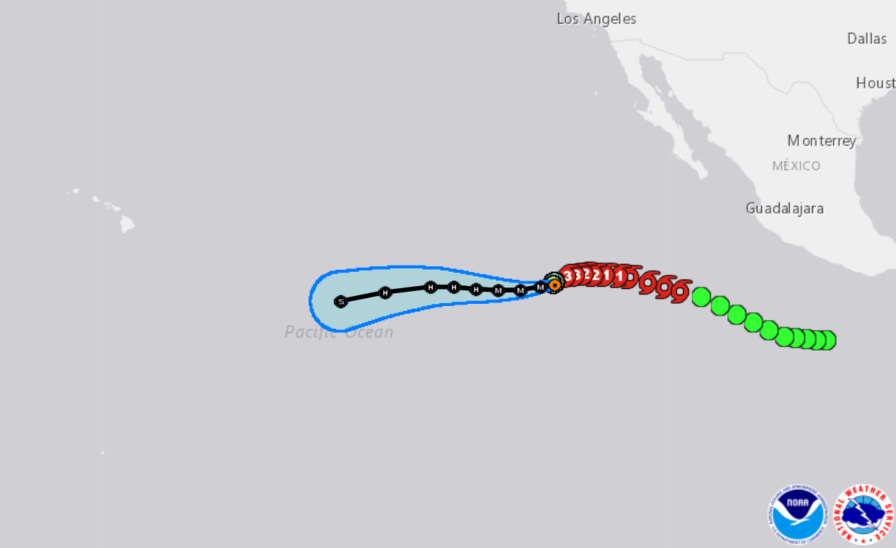 Latest track for Hurricane Felicia. Image: NHC