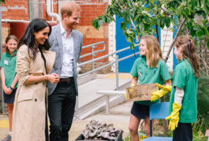 To help save the environment, Megan Markle, left, and Prince Harry, center, announced they will only have two children. Image: Sussex Royal