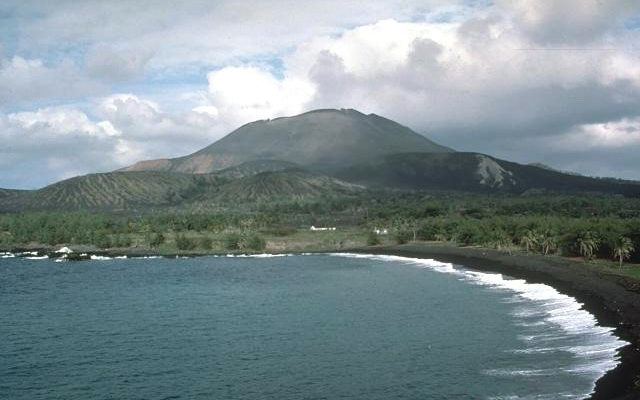 Mount Pagan appears to be showing signs of activity today. Image: USGS / Norm Banks
