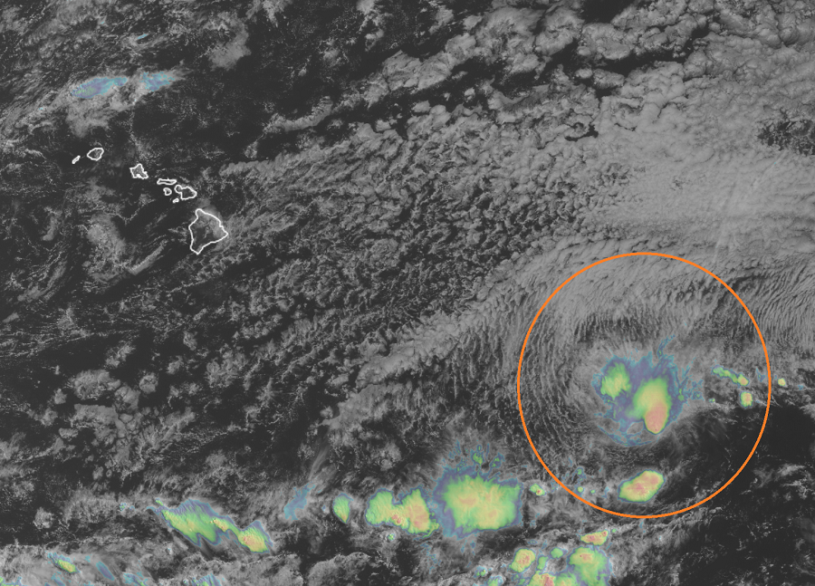 The tropical disturbance is well south and east of Hawaii's Big Island.  Image: NOAA