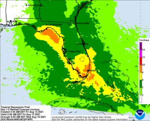 Very heavy rain is expected from Fred. Image: NHC