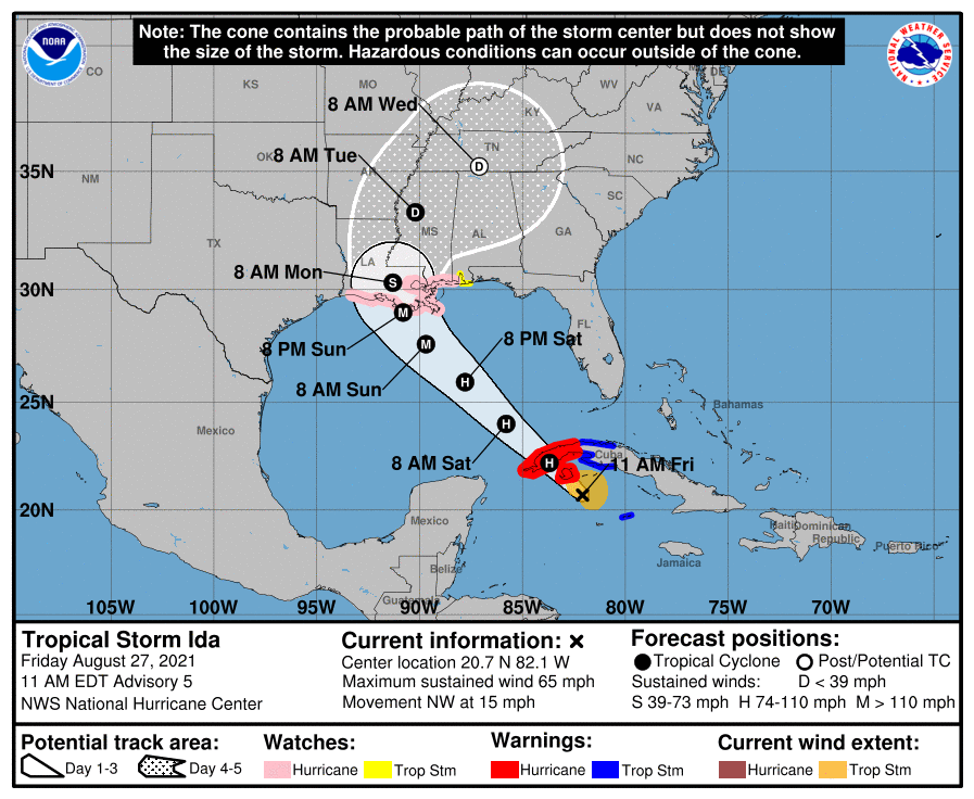 Latest official track for Ida. Image: NHC