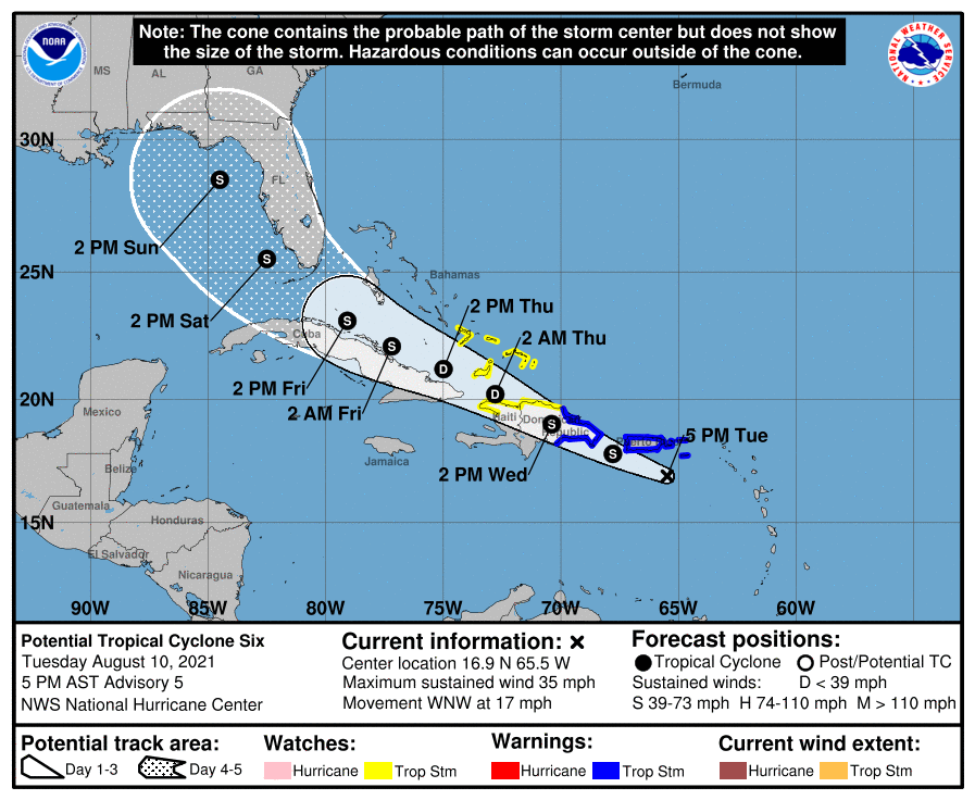 Latest storm track from the National Hurricane Center. Image: NHC