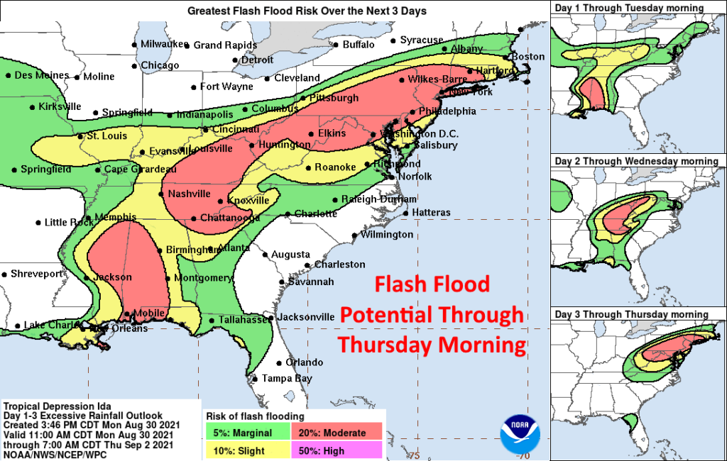 Ida's Next Move: The Mid Atlantic, with Flood & Tornado Threats
