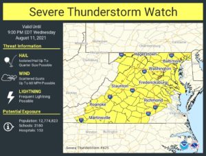 One of the Severe Thunderstorm Watch areas in effect today. Image: NWS
