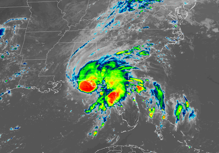 Latest GOES-East weather satellite view of Tropical Storm Fred. Image: NOAA
