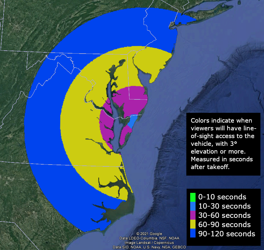 Visibility map of the August 10 launch. Image: NASA