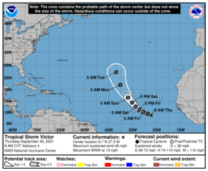 Latest track for Victor. Image: NHC