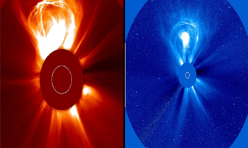 NOAA's Space Weather Prediction Center uses a variety of sophisticated equipment in space and on Earth to analyze Coronal Mass Ejections (CMEs) like this one.  Image: NOAA
