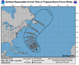 Projection on Major Hurricane Larry. Image: NHC