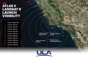 The Landsat 9 launch should be visible across a large part of southern California. Image: ULA