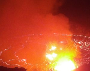 A former lake of lava fills with fresh lava as the eruption continues early today at Kilauea Volcano on the Big Island of Hawaii. Image: USGS