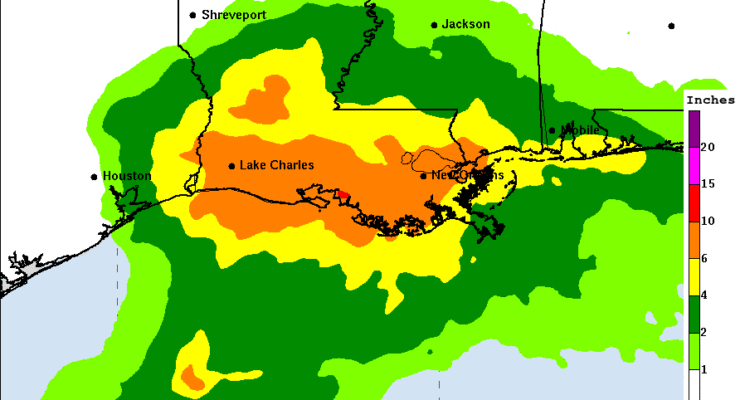 Additional heavy rain is likely as Nicholas heads east into Louisiana. Image: NHC