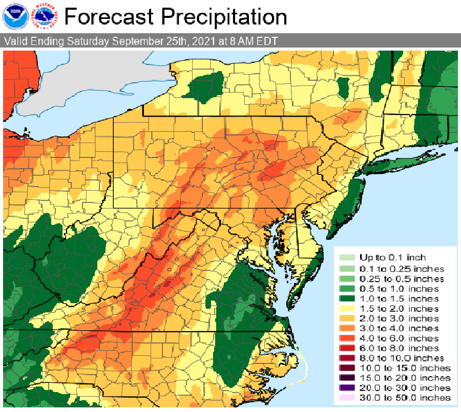 Heavy rain is likely across portions of the eastern U.S. this week. Image: NWS