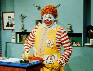 Willard Scott appears as "Ronald McDonald" on WTAE-TV in 1969. Image: WTAE-TV-4 