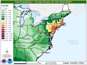 Very heavy rain is likely over the next 72 hours in portions of the northeast. Image: NWS