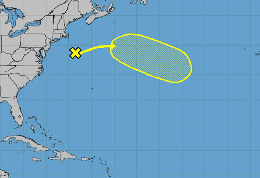 The National Hurricane Center says there's a chance the nor'easter could become a tropical or subtropical cyclone as it moves east. Image: NHC