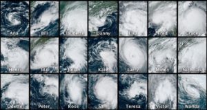 The 2021 Atlantic Hurricane Season was a busy one, exhausting every name on the storm name list from Ana to Wanda. Image: NOAA