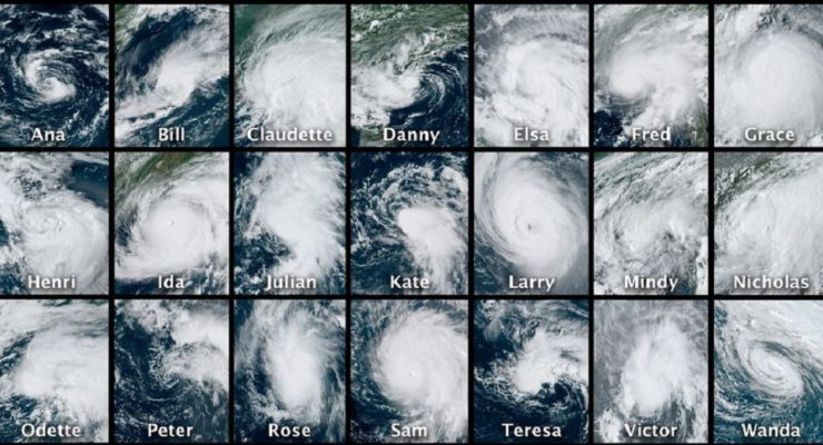 The 2021 Atlantic Hurricane Season was a busy one, exhausting every name on the storm name list from Ana to Wanda. Image: NOAA