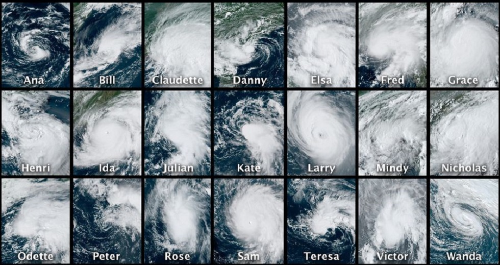 The 2021 Atlantic Hurricane Season was a busy one, exhausting every name on the storm name list from Ana to Wanda. Image: NOAA