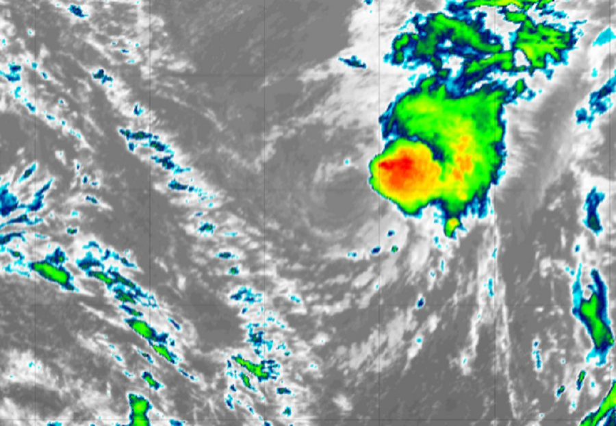 Much of Wanda's convective activity is on the northeast quadrant of the system. Image: NOAA