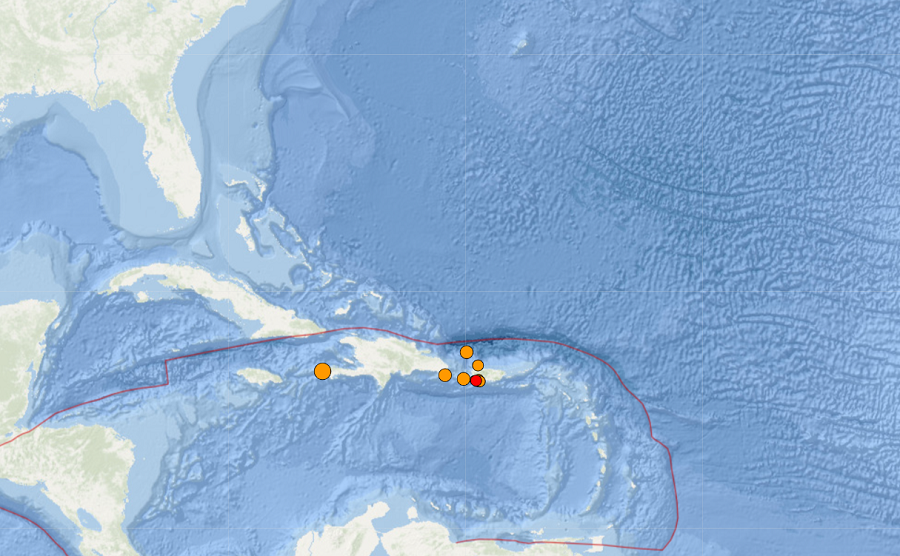 More than a dozen quakes rattled the Caribbean today. Image: USGS