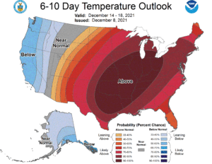 A surge of unseasonably mild air will push north in the east ahead of a significant snowstorm in the west. Image: CPC/NWS