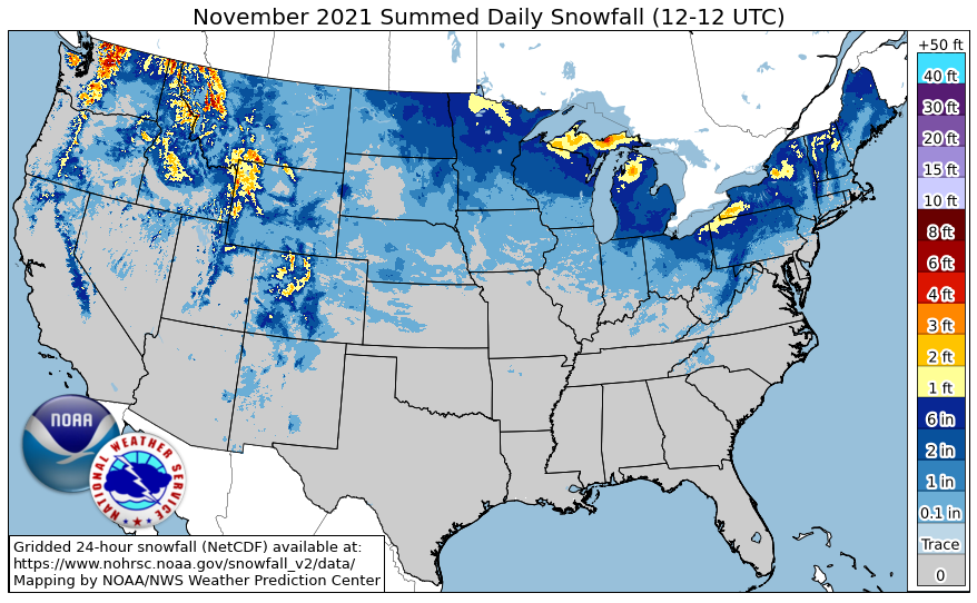 November snowfall amounts. Image: NWS