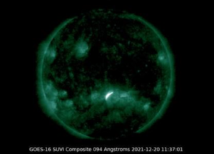 The GOES-16 weather satellite captured this image of the M-class flare that erupted off the Sun earlier today. Image: NOAA