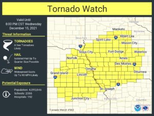 A Tornado Watch is now in effect. Image: NWS