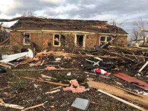 This is one of hundreds of homes destroyed by tornadoes in Kentucky. Image: World Central Kitchen