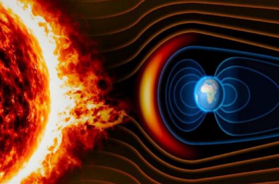 Disturbances from the sun impact the Earth's magnetic field, setting off a geomagnetic storm. Image: NOAA