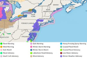 Winter Weather Advisories have been issued for the potential of a light icing event on Wednesday. Image: weatherboy.com