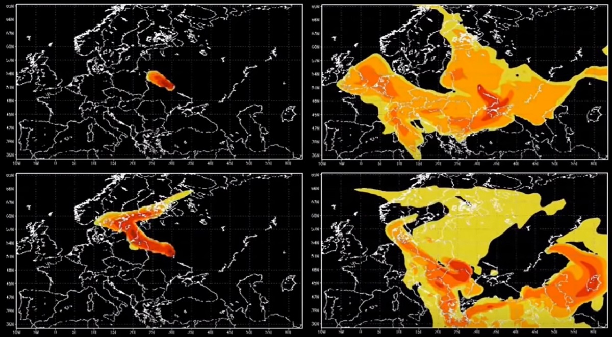 In maps produced by IRSN, a French organization that contributes to the the safety of nuclear facilities and provides radiological monitoring for portions of Europe, showed how a radioactive cloud quickly spread over Europe in the days after the 1986 Chernobyl explosion. Europeans only became aware of the nuclear disaster in the Ukraine after elevated radiation levels were discovered in Europe. Image: IRSN