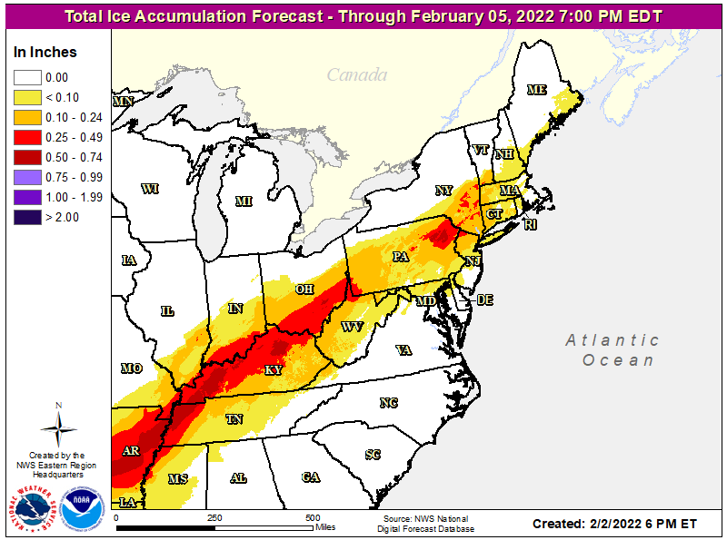 There could be a substantial ice accumulation from this storm system.  Image: NWS