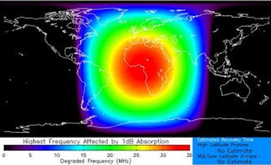 Solar blast: today's solar flare has created a Radiation Storm on Earth and a Moderate Geomagnetic Storm is expected in the coming days. Image: NOAA SWPC