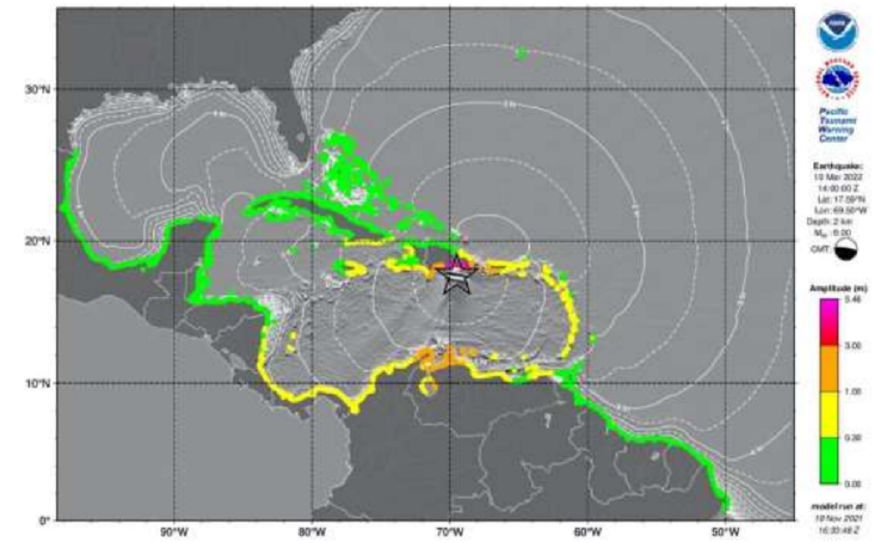 The 2022 exercise simulates a 8.0 magnitude earthquake   off the coast of the Dominican Republic.  Image: NWS