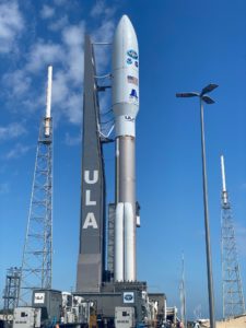 The GOES-T weather satellite sits atop a ULA Atlas V rocket which will lift it up from Florida to geostationary orbit high above the Earth's surface. Image: NASA / ULA