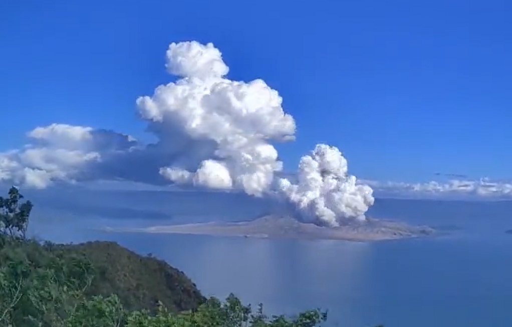 A series of phraetomagmatic eruptions have been captured by webcams monitoring the volcano in the Philippines. Image: PHIVOLCS