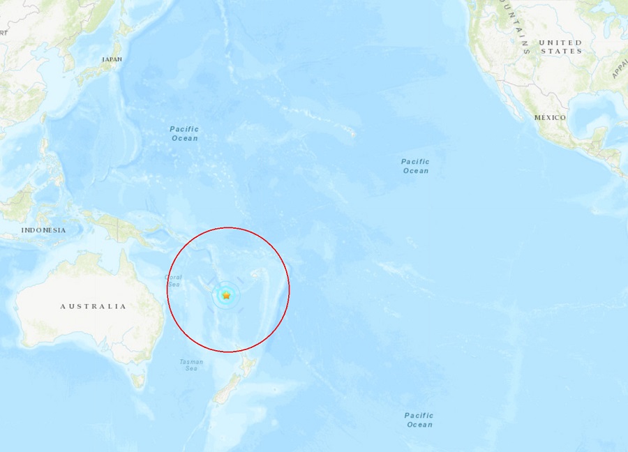 There does not appear to be a threat of tsunami from the strong Pacific earthquake that struck a short time ago.  Image: USGS