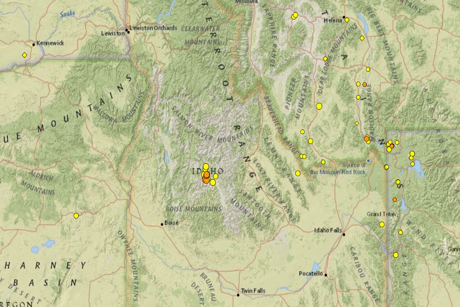 Aftershocks continue to rattle central Idaho almost 2 years after a strong 2020 earthquake rocked Stanley. Image: USGS