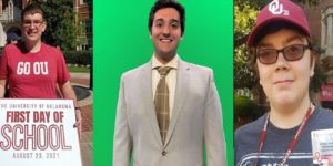 Three meteorology students from Oklahoma University died in a car crash after chasing tornadoes in the midwest Friday night. From left to right: Nicholas Nair, Gavin Short, and Drake Brooks. Image: Twitter