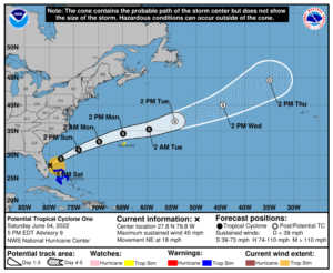 The latest storm track may change significantly, according to the latest advisory package from the National Hurricane Center. Image: NHC