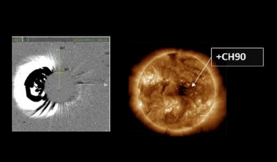 Activity on the Sun has unleashed a G1-class Geomagnetic Storm on Earth today;  G2 conditions could also be achieved.  Image: NOAA SWPC