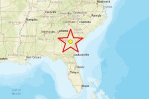 Saturday morning's earthquake was centered in eastern Georgia. Image: USGS