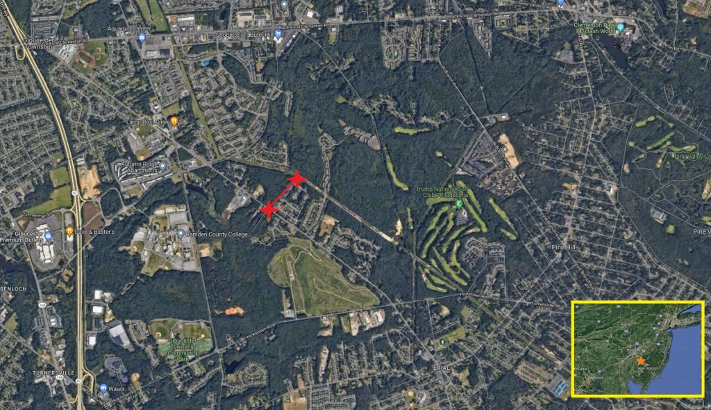 Today's tornado touched-down near Blackwood, New Jersey at about 5 am. Image: Google 