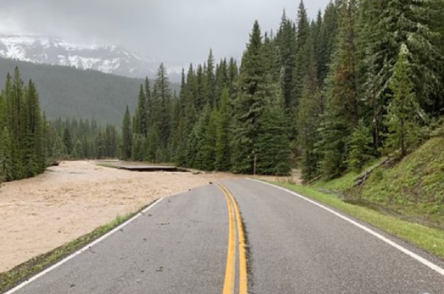 Many roadways remain underwater in the park. Image: Yellowstone / NPS