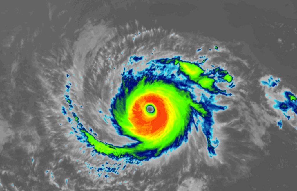 Major Hurricane Darby appears as a well formed, high-end major hurricane in this latest view from the GOES-West Weather Satellite. Image: NOAA